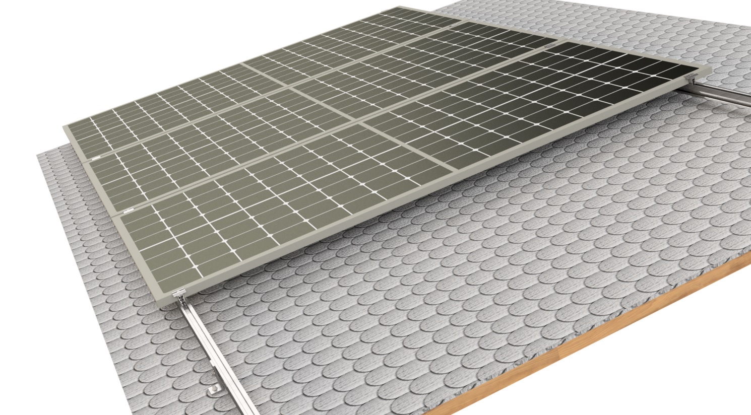 Комплект креплений на L-кронштейнах B2.SOLAR для наклонной кровли c деревянными лагами на 10 ФЭМ с габаритами 2278х1134х30 мм в портретной ориентации