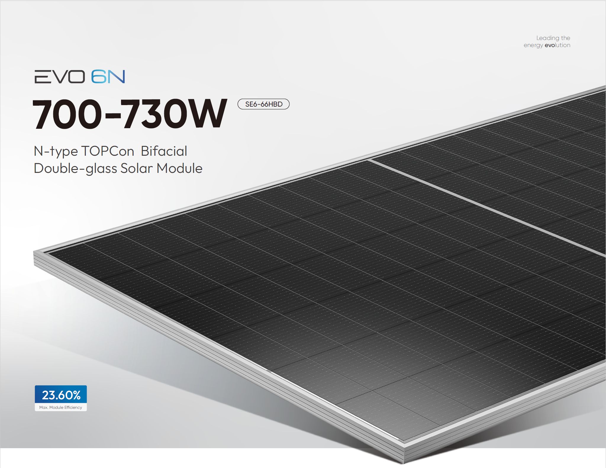 EVO6N 700W-730W N-type TOPCon Bifacial Double-glass Solar Module